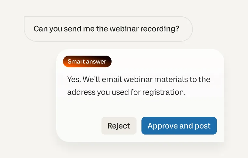 AI-powered Smart Answers generated in the RingCentral Webinar platform