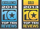 Top Ten Reviews Gold and Excellence Awardee 2013 in the cloud business phone system category