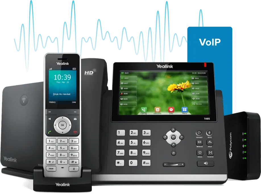 VoIP-enabled desk phone and mobile phone